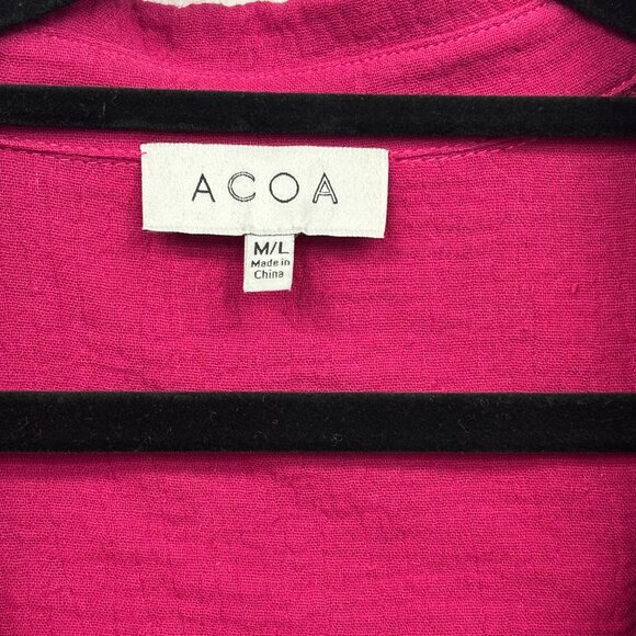 Acoa Fuchsia Pink Blouse | Size M/L | 100% Cotton - Picture 3 of 5